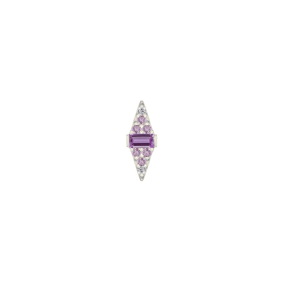 Electric Feel Threadless End with Amethyst Ombre Threadless Ends Buddha Jewelry 14k White Gold