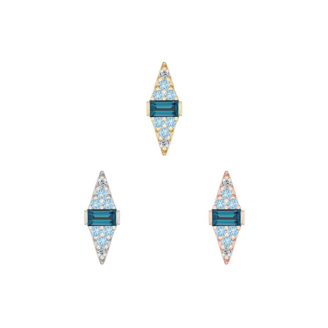 Electric Feel Threadless End with Blue Topaz Ombre Threadless Ends Buddha Jewelry