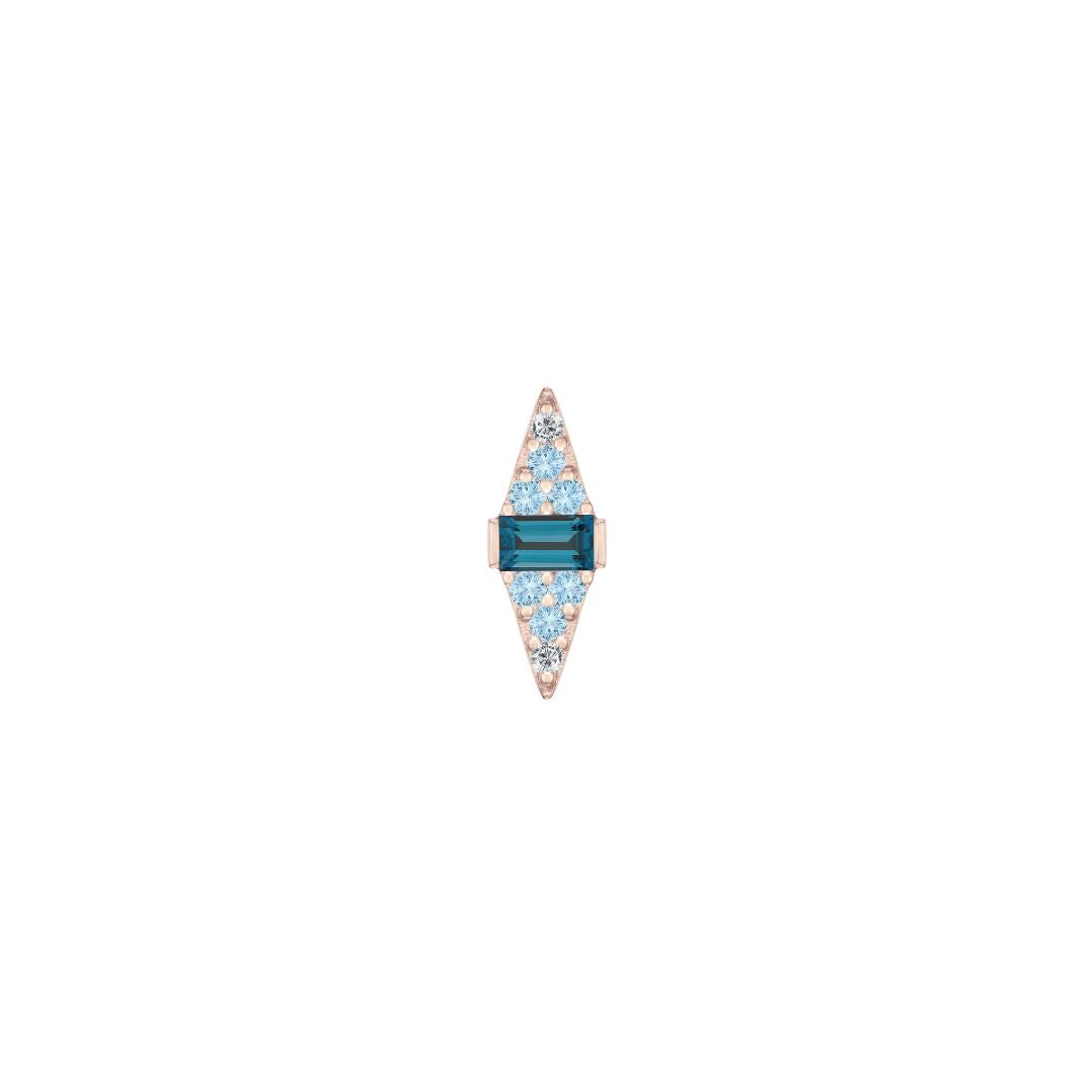 Electric Feel Threadless End with Blue Topaz Ombre Threadless Ends Buddha Jewelry 14k Rose Gold