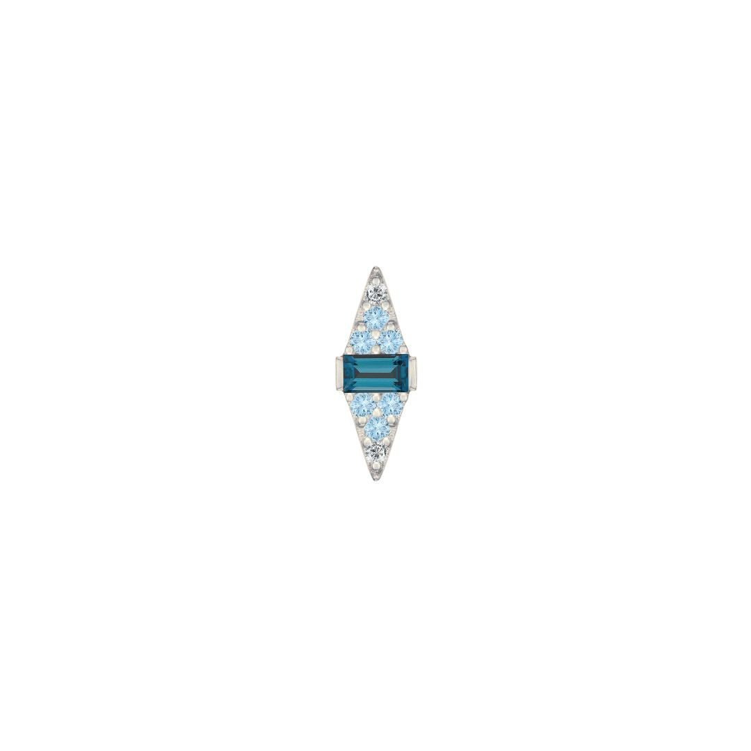 Electric Feel Threadless End with Blue Topaz Ombre Threadless Ends Buddha Jewelry 14k White Gold