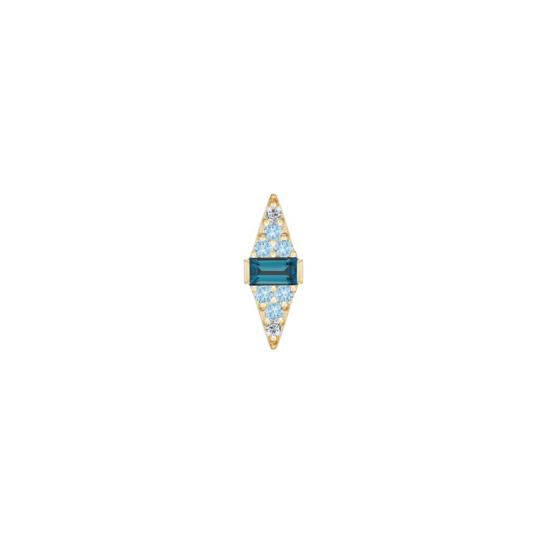Electric Feel Threadless End with Blue Topaz Ombre Threadless Ends Buddha Jewelry 14k Yellow Gold