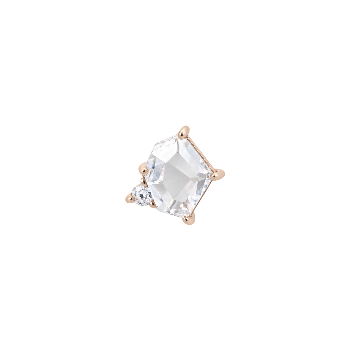 Elicit Threadless End with CZ Threadless Ends Buddha Jewelry 14k Rose Gold