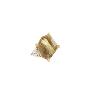 Elicit - Rutilated Quartz + CZ - Threadless End Threadless Ends Buddha Jewelry Yellow Gold  