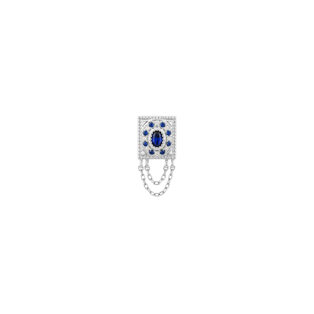 APP-Enchanted Threadless End with Blue Sapphire (Lab Grown) Threadless Ends Buddha Jewelry 14k White Gold