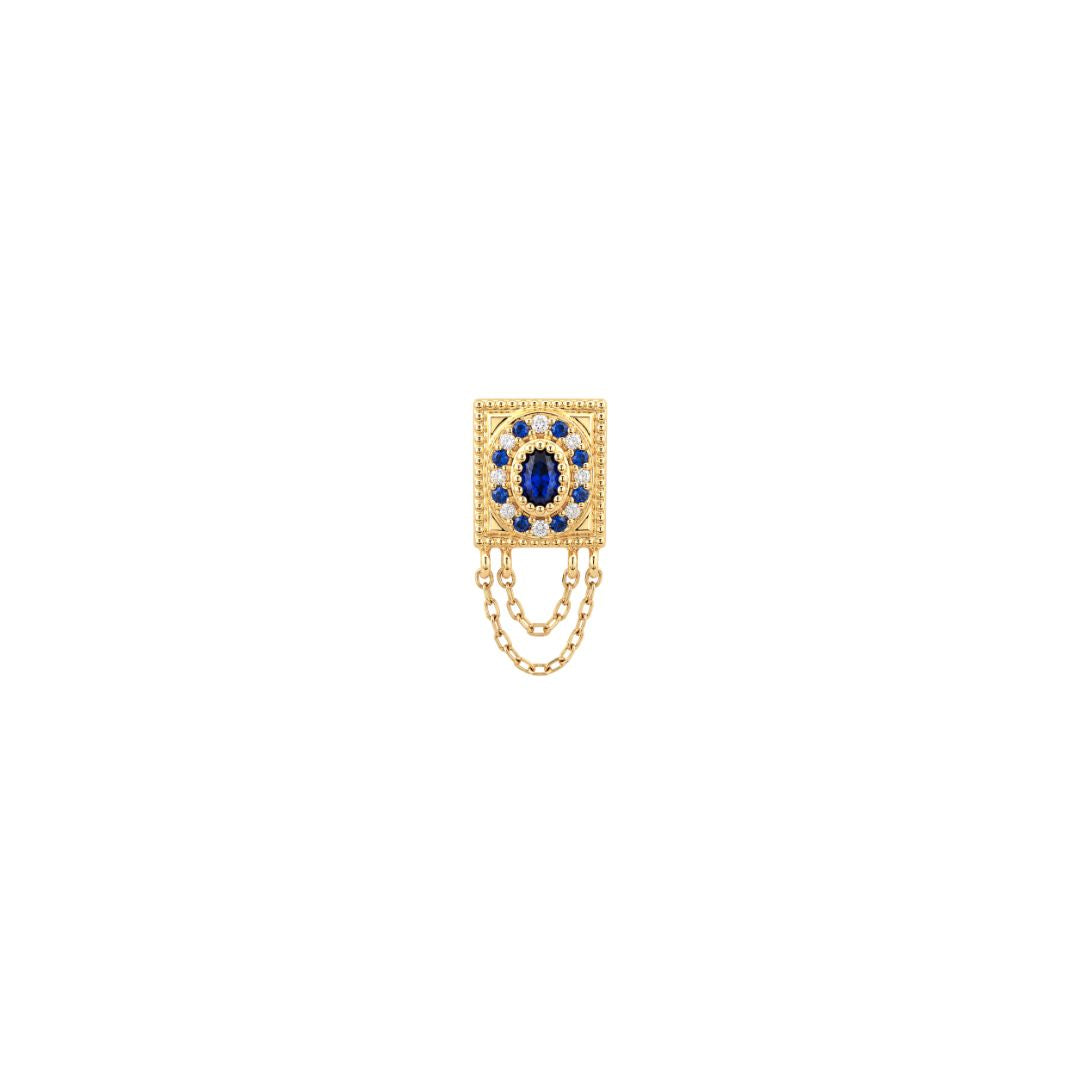 APP-Enchanted Threadless End with Blue Sapphire (Lab Grown) Threadless Ends Buddha Jewelry 14k Yellow Gold
