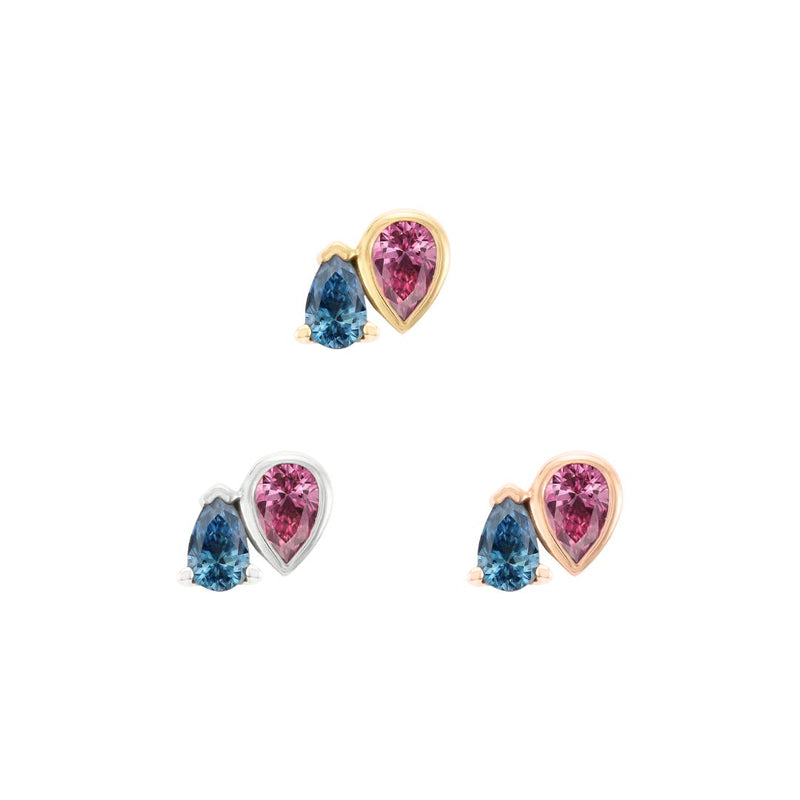 APP-Era Threadless End with Pink Tourmaline + London Blue Topaz Threadless Ends Buddha Jewelry