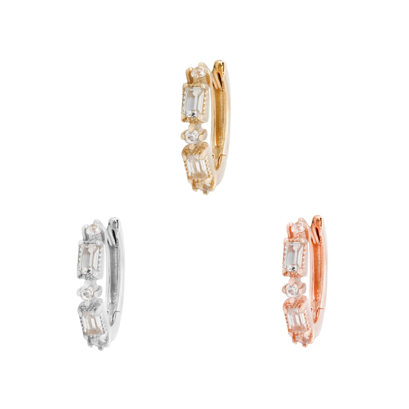 Euphoria Huggie with White Sapphire Clickers Buddha Jewelry