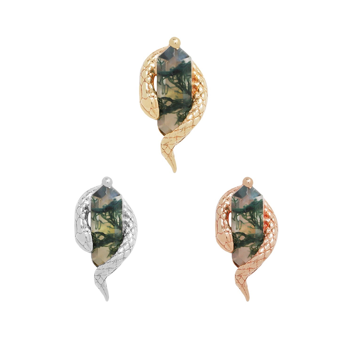 Eve Was Framed Threadless End with Moss Agate Threadless Ends Buddha Jewelry