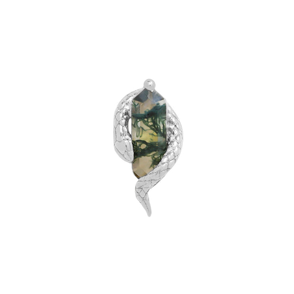 Eve Was Framed Threadless End with Moss Agate Threadless Ends Buddha Jewelry 14k White Gold