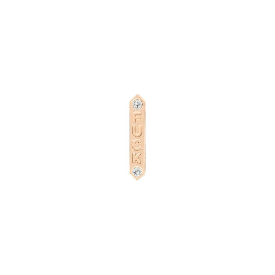 FUCK Threadless End with Diamond Threadless Ends Buddha Jewelry 14k Rose Gold