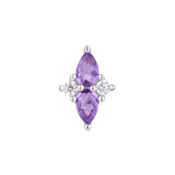 Ethereal Threadless End with Amethyst Threadless Ends Buddha Jewelry 14k White Gold
