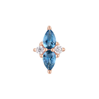 Ethereal - London Blue Topaz + CZ - Threadless End Threadless Ends Buddha Jewelry Rose Gold  