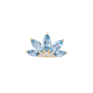 Valentina - London Blue Topaz + CZ - Threadless End Threadless Ends Buddha Jewelry Yellow Gold  