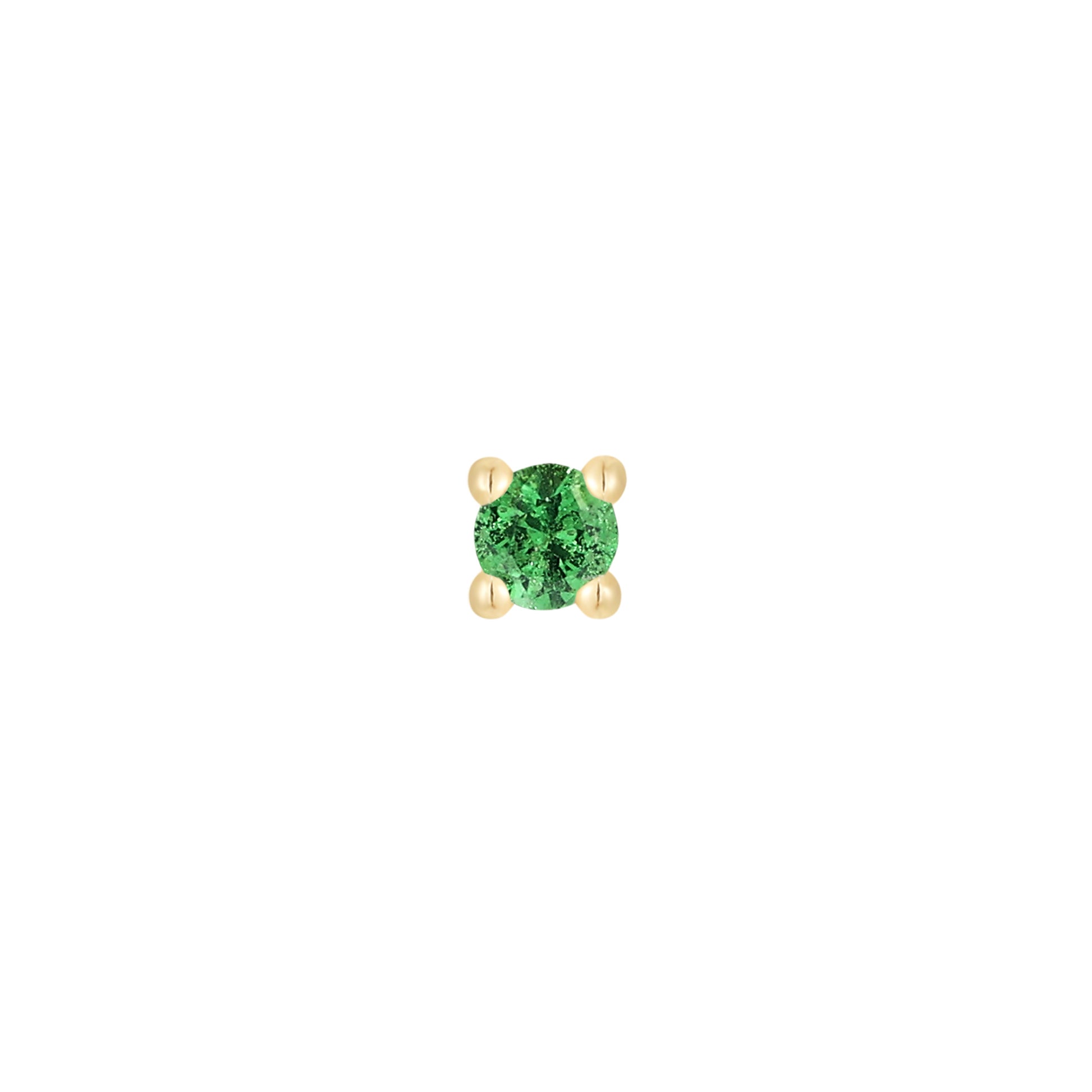 Prong Gem Threadless End with Tsavorite Threadless Ends Buddha Jewelry 14k Yellow Gold