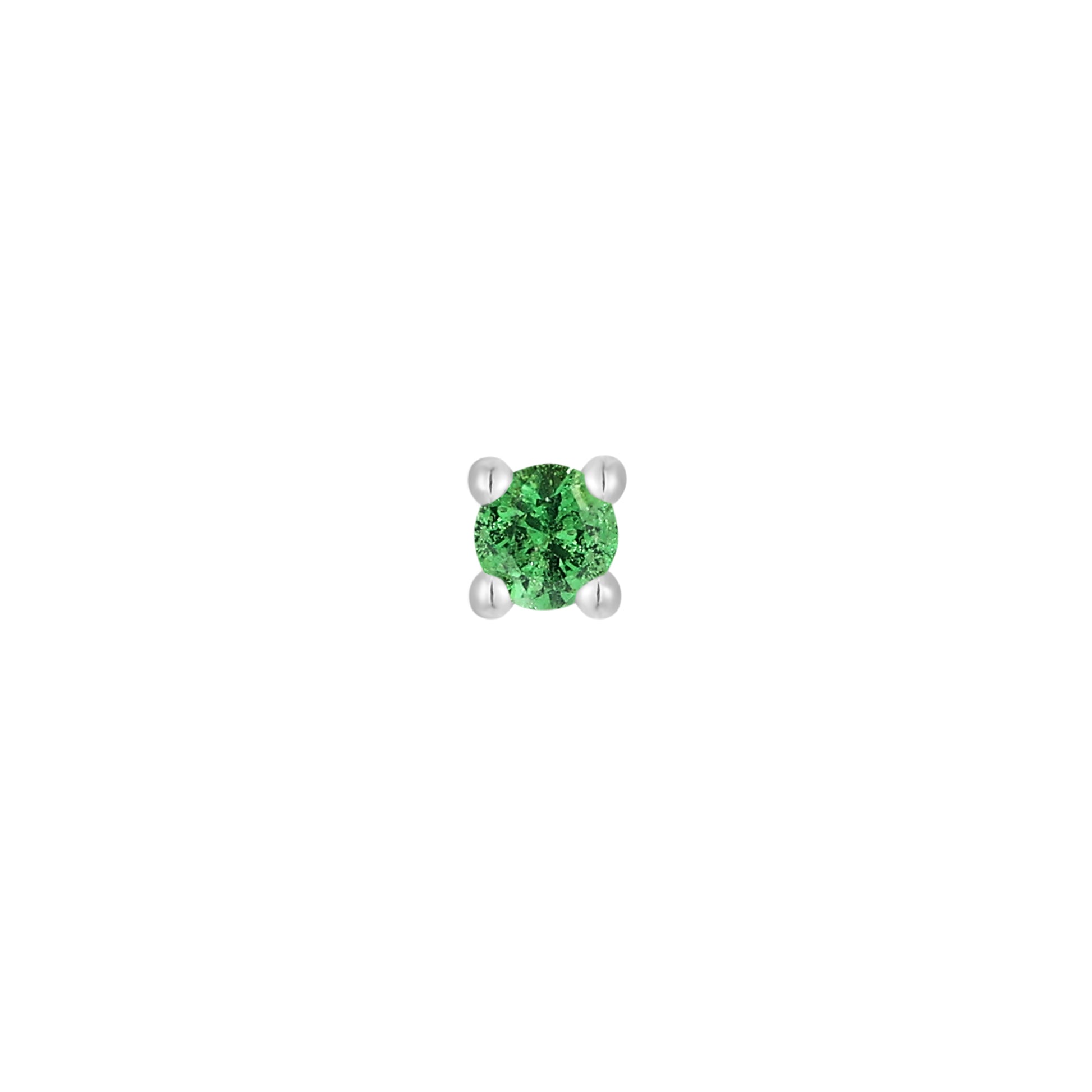 Prong Gem Threadless End with Tsavorite Threadless Ends Buddha Jewelry 14k White Gold