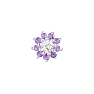 Eloise - Amethyst + CZ - Threadless End Threadless Ends Buddha Jewelry White Gold  