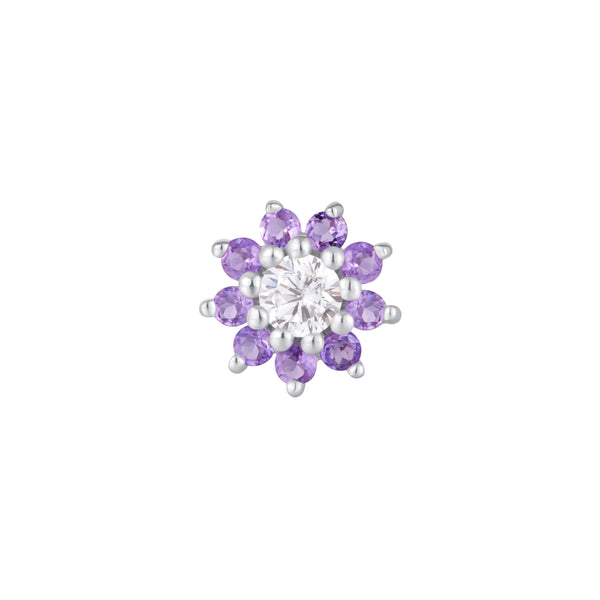 Eloise Threadless End with Amethyst Threadless Ends Buddha Jewelry 14k White Gold