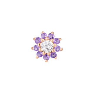 Eloise - Amethyst + CZ - Threadless End Threadless Ends Buddha Jewelry Rose Gold  