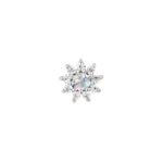 APP-Eloise Threadless End with Rainbow Moonstone Threadless Ends Buddha Jewelry 14k White Gold