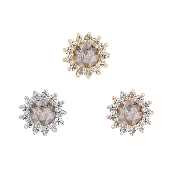 Delphine Threadless End with Grey Diamond Threadless Ends Buddha Jewelry