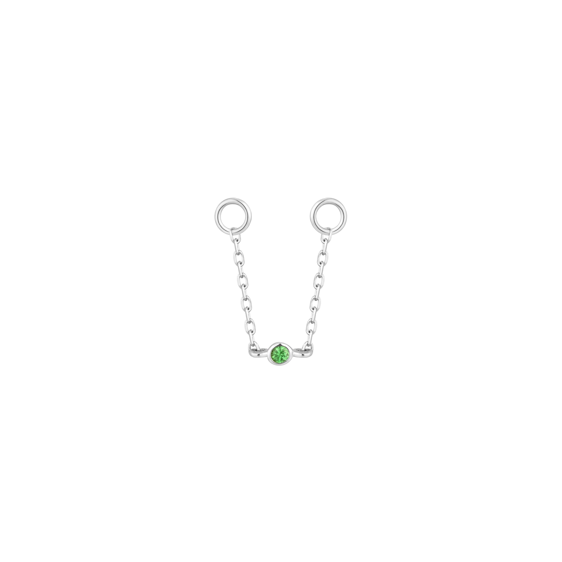 Bezel Bead Chain with Tsavorite Chains Buddha Jewelry 14k White Gold
