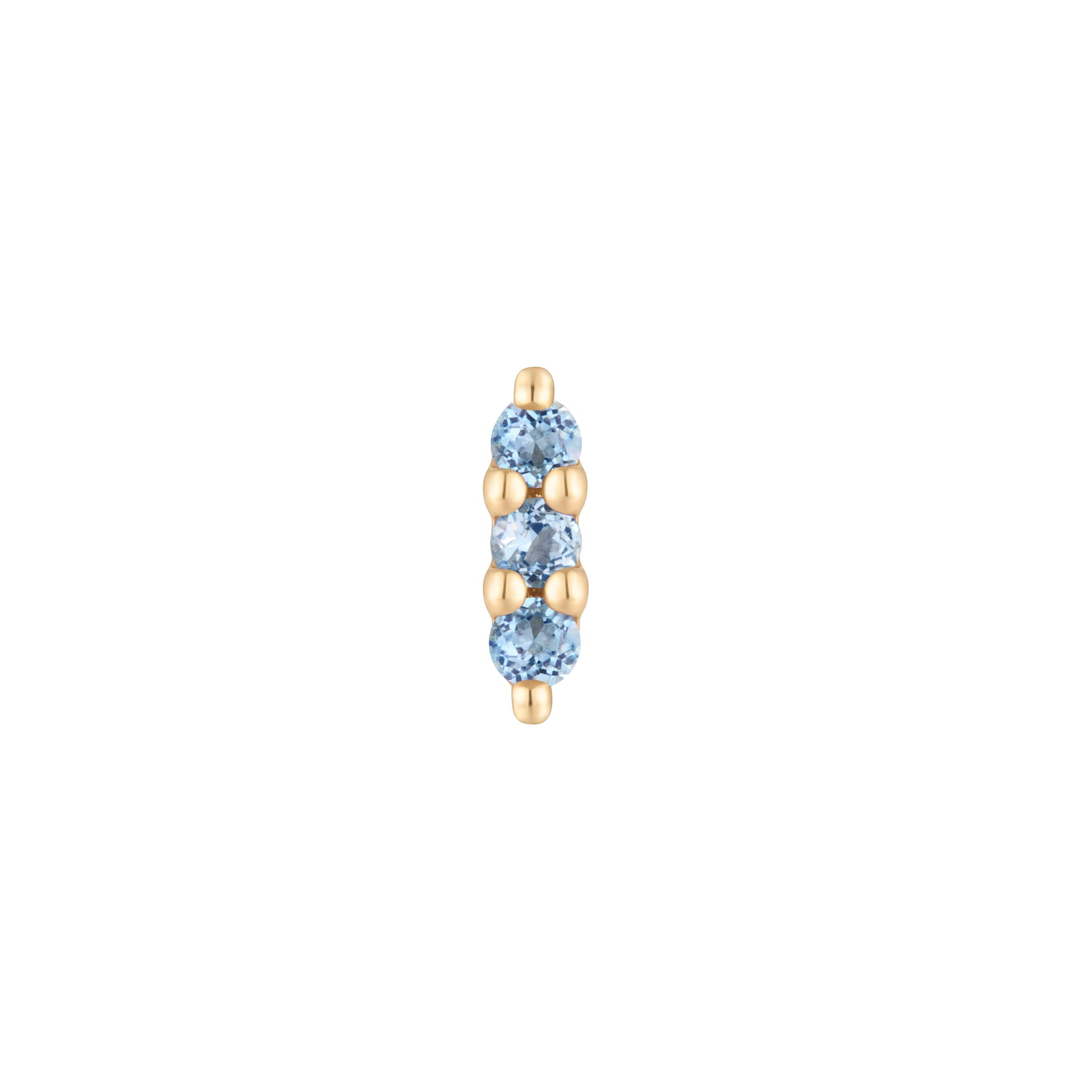 Mishka 3 Threadless End with London Blue Topaz Threadless Ends Buddha Jewelry 14k Yellow Gold