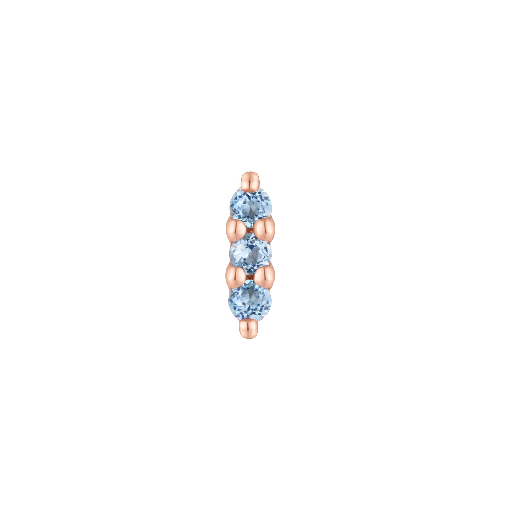 Mishka 3 Threadless End with London Blue Topaz Threadless Ends Buddha Jewelry 14k Rose Gold