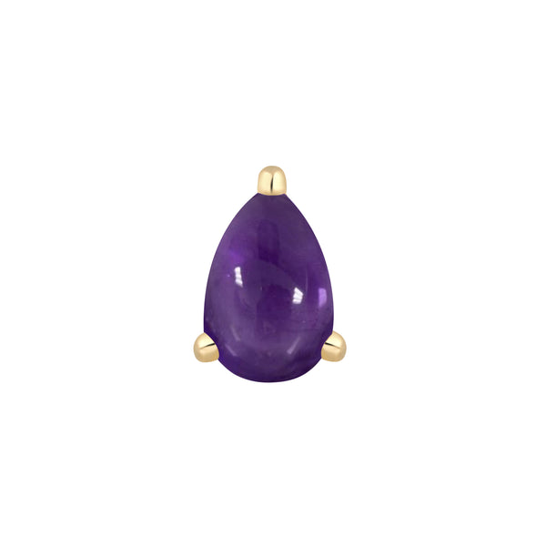 Prong Pear Threadless End with Amethyst Threadless Ends Buddha Jewelry 14k Yellow Gold