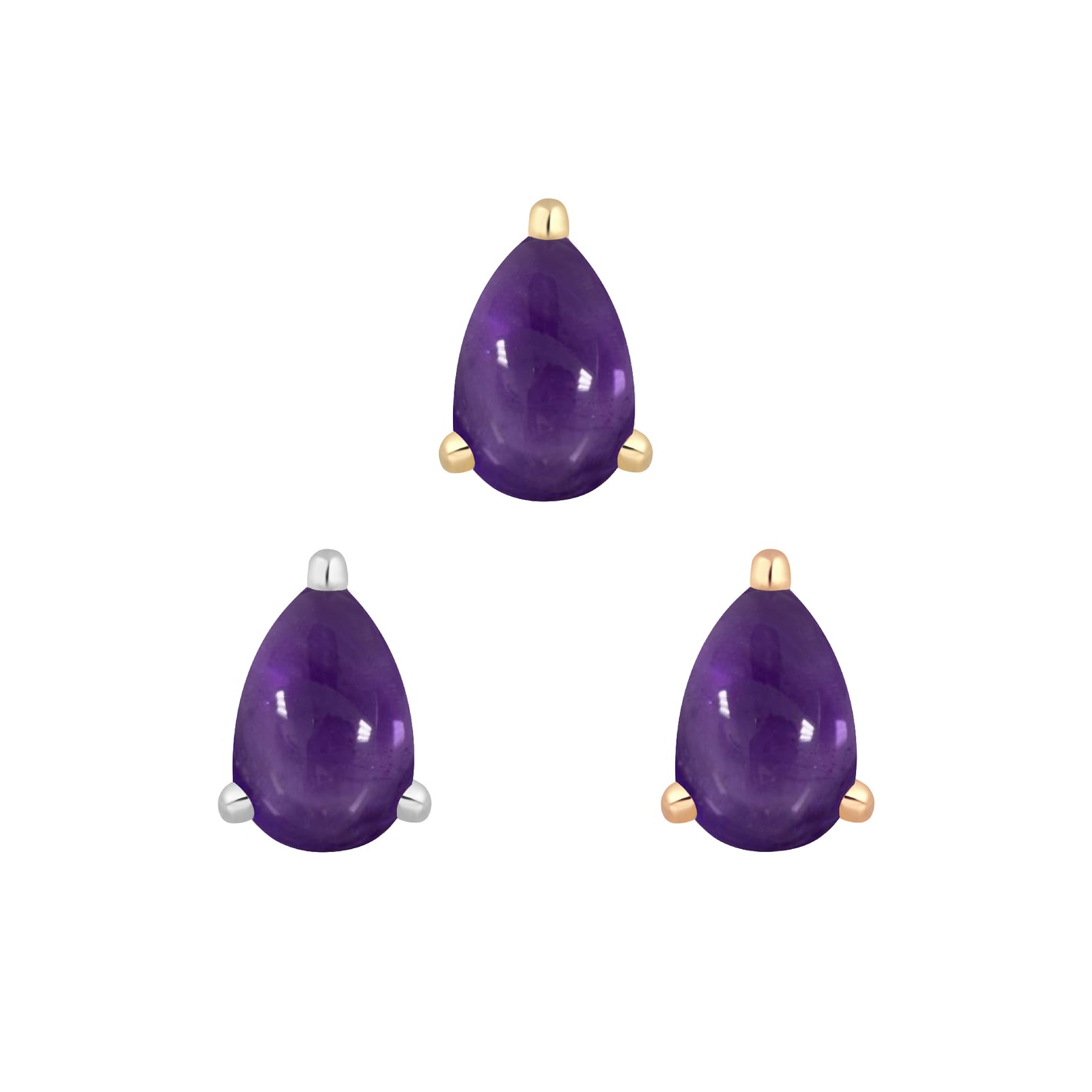 Prong Pear Threadless End with Amethyst Threadless Ends Buddha Jewelry