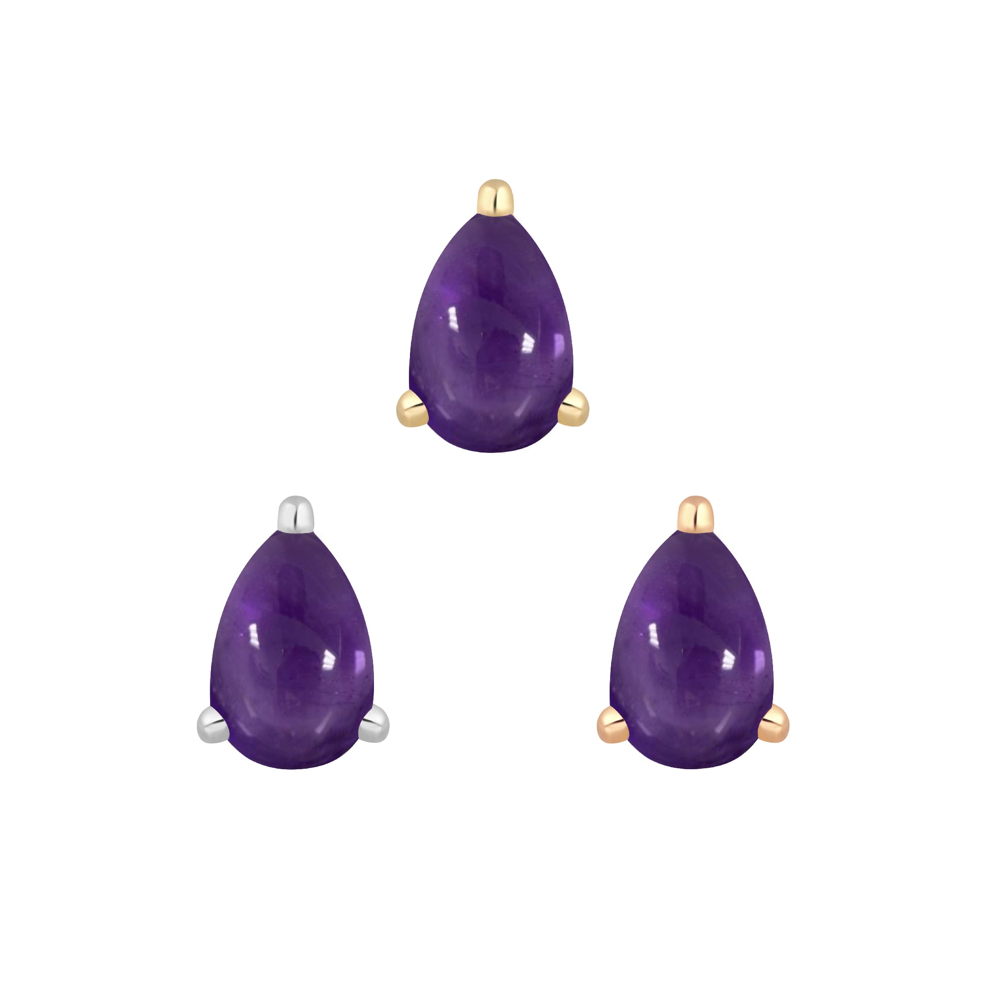 Pear Prong Threadless End with Amethyst Threadless Ends Buddha Jewelry