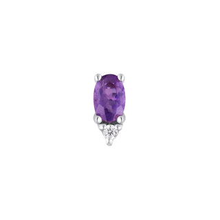 Desden - Amethyst + CZ - Threadless End Threadless Ends Buddha Jewelry White Gold  