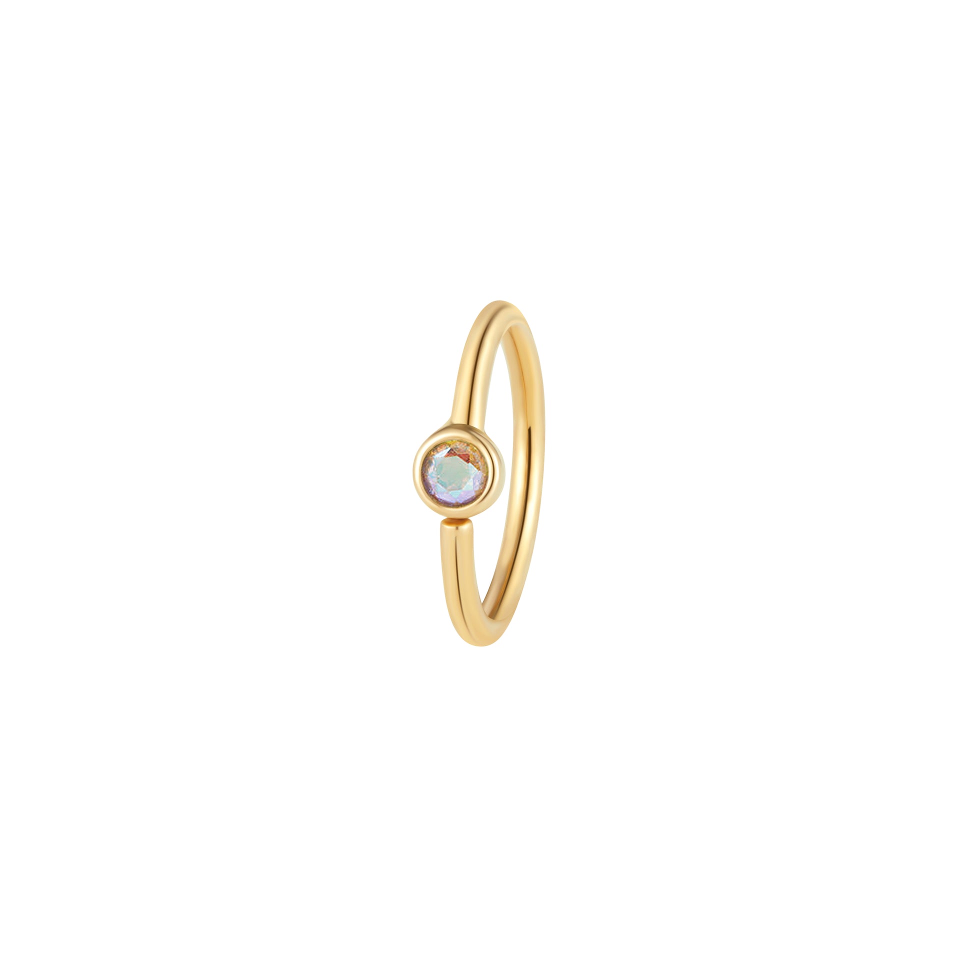Fixed Bezel 2mm Side Set Facing Bead Ring with Mercury Mist Topaz Fixed Rings Buddha Jewelry 14k Yellow Gold 16g 5/16" (8mm)