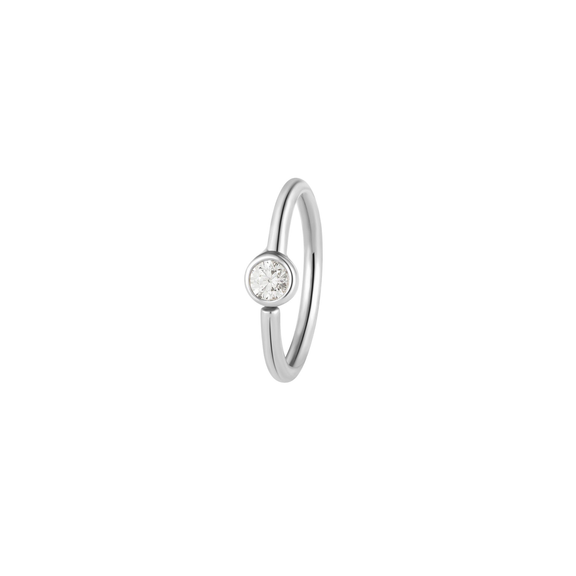 Fixed Bezel 2mm Side Set Facing Bead Ring with CZ Fixed Rings Buddha Jewelry 14k White Gold