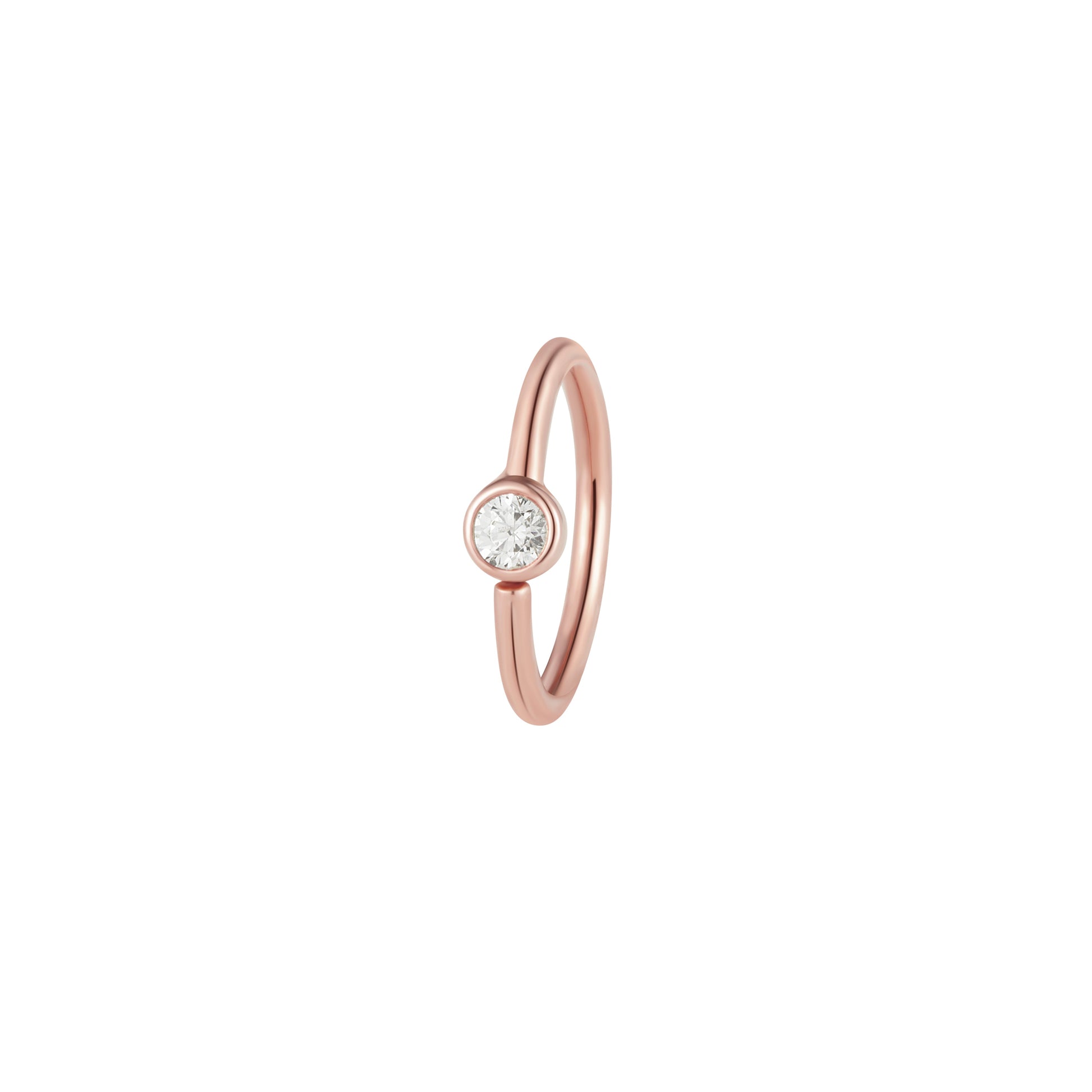 Fixed Bezel 2mm Side Set Facing Bead Ring with CZ Fixed Rings Buddha Jewelry 14k Rose Gold