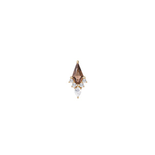 Afterglow - Smoky Quartz + CZ - Threadless End Threadless Ends Buddha Jewelry Yellow Gold  