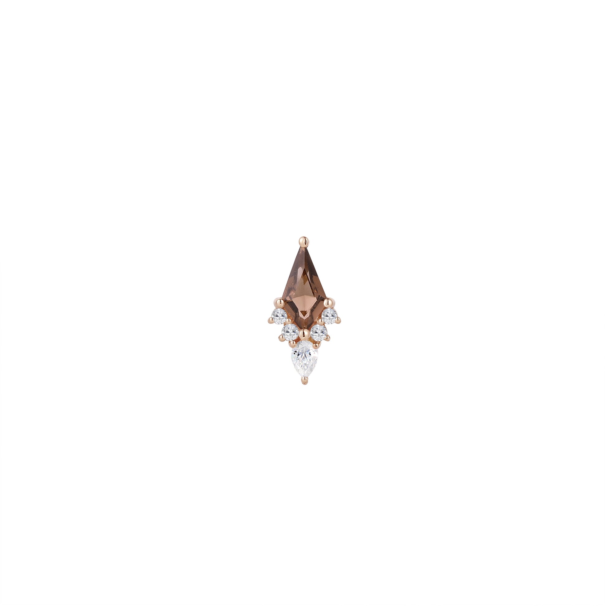 Afterglow Threadless End with Smoky Quartz Threadless Ends Buddha Jewelry 14k Rose Gold
