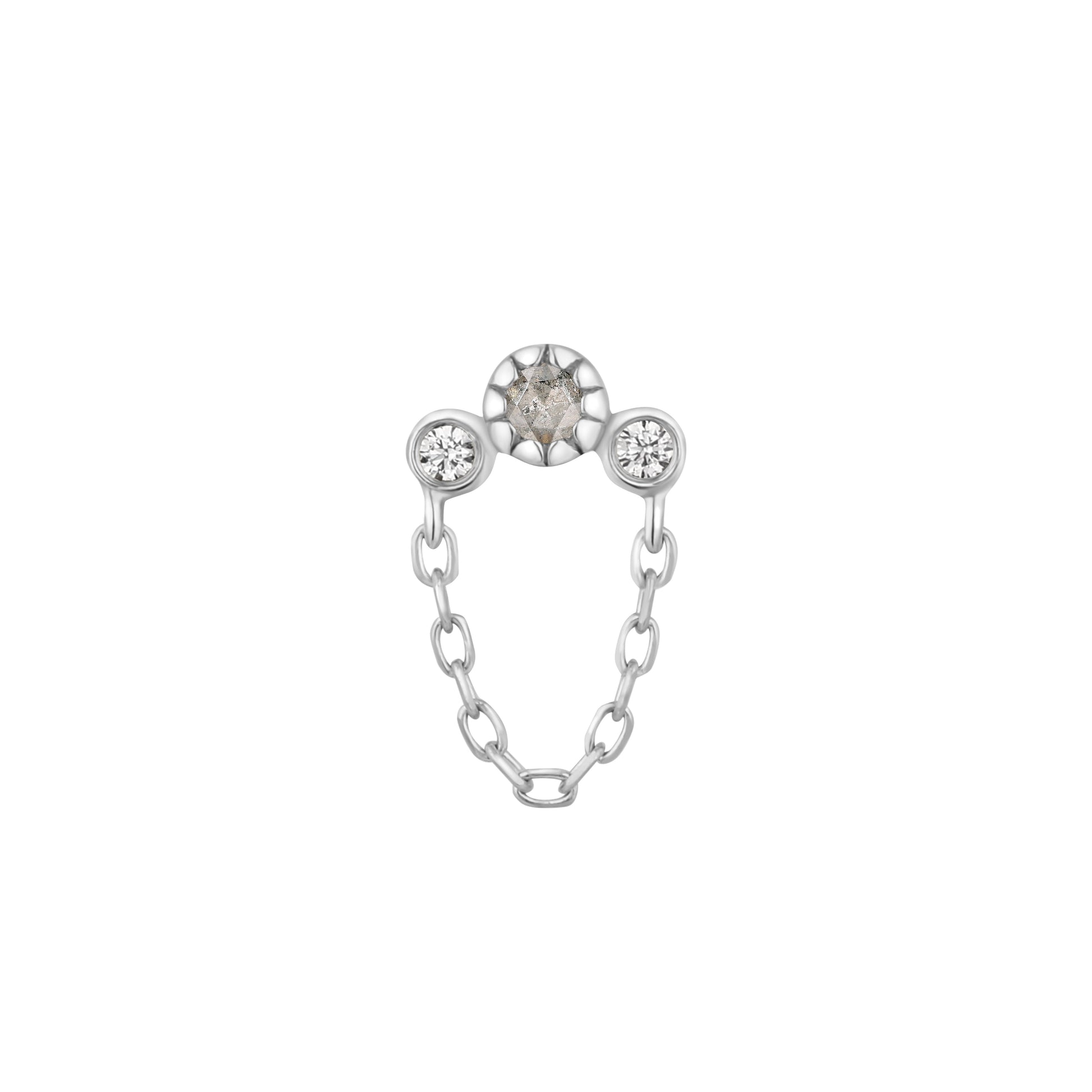 Halston Threadless End with Grey Diamond Threadless Ends Buddha Jewelry 14k White Gold