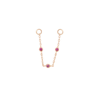3 Bezel Bead - Pink Sapphire - Chain Chains Buddha Jewelry Rose Gold