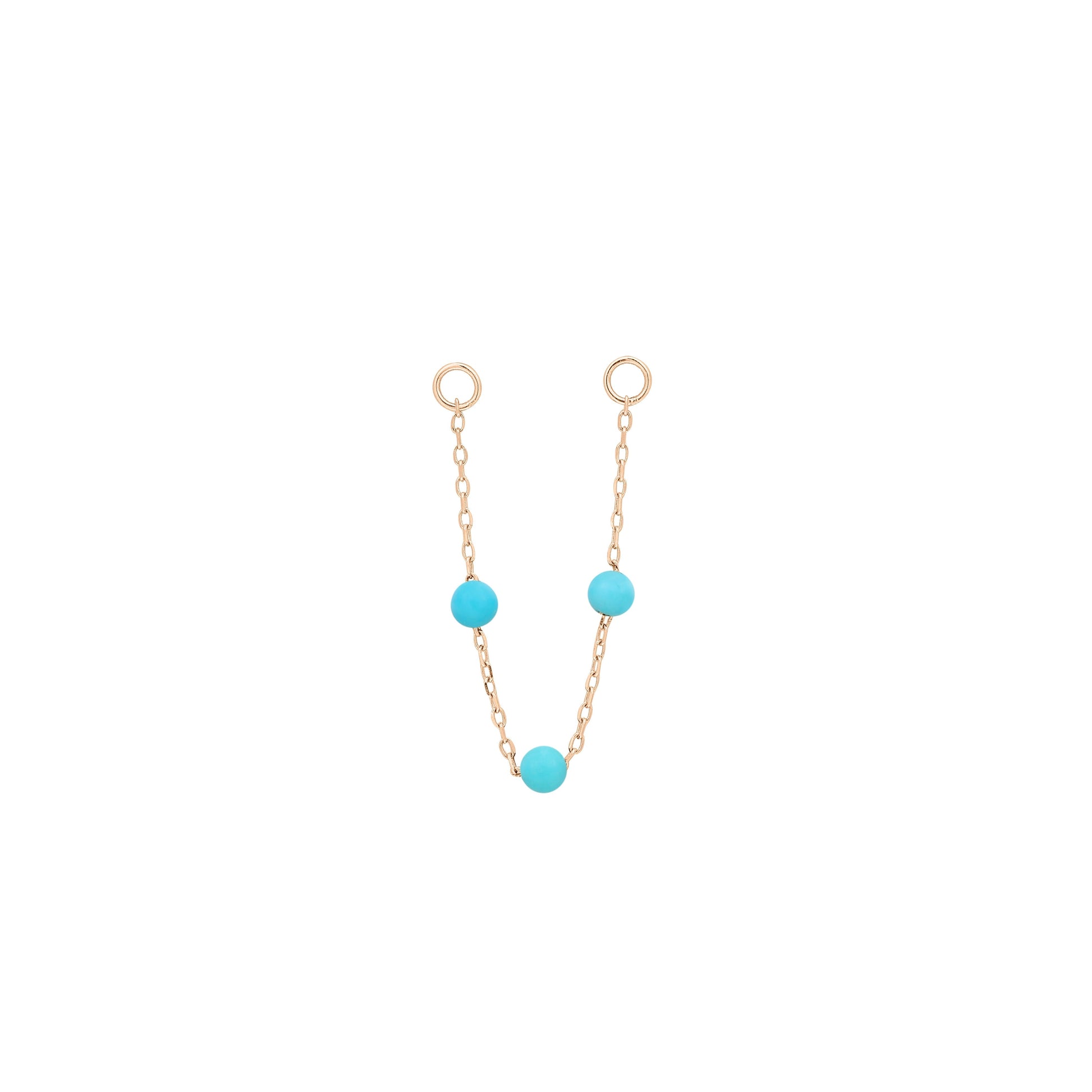 3 Bead Chain with Turquoise Chains Buddha Jewelry 14k Rose Gold