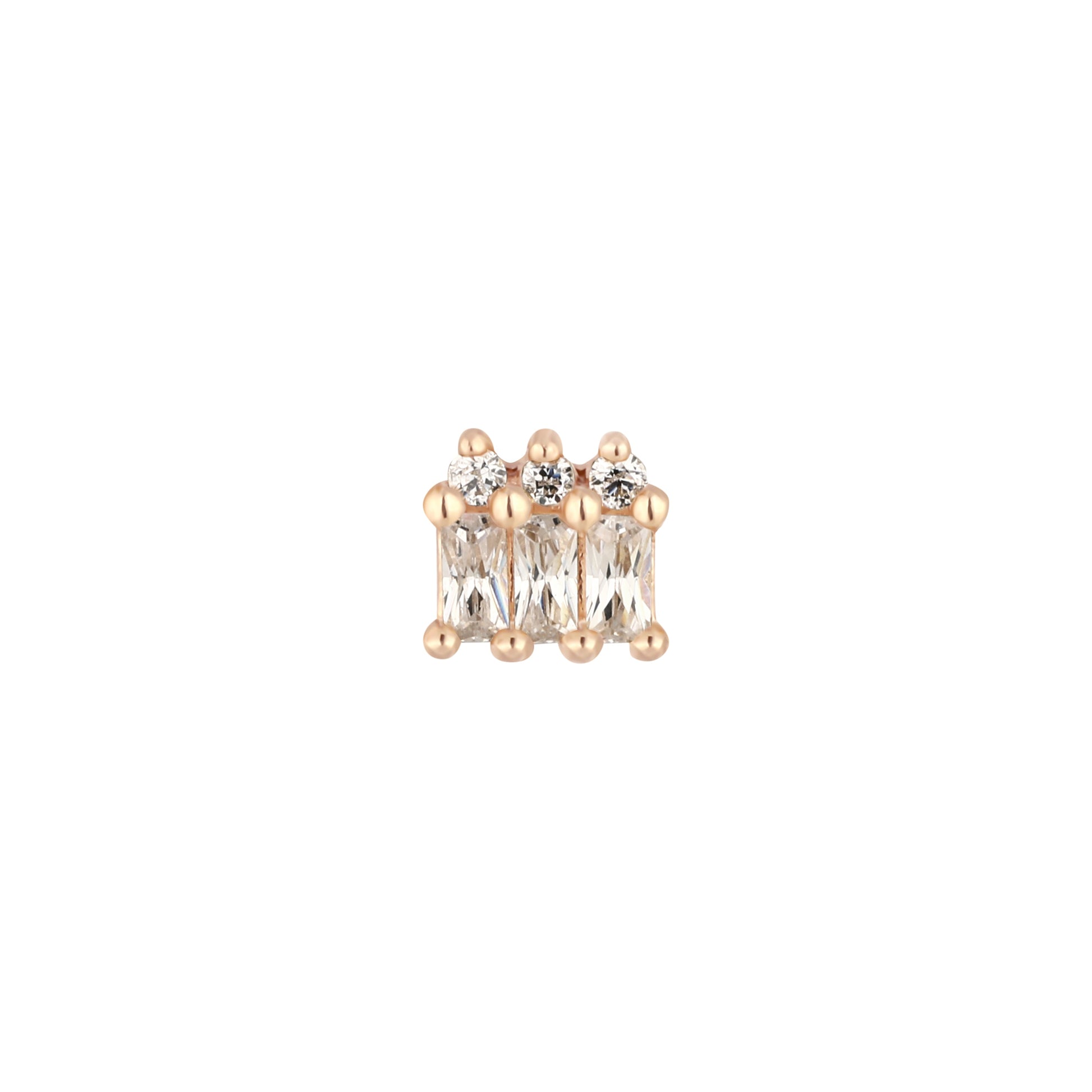 Excess Threadless End with CZ Threadless Ends Buddha Jewelry 14k Rose Gold