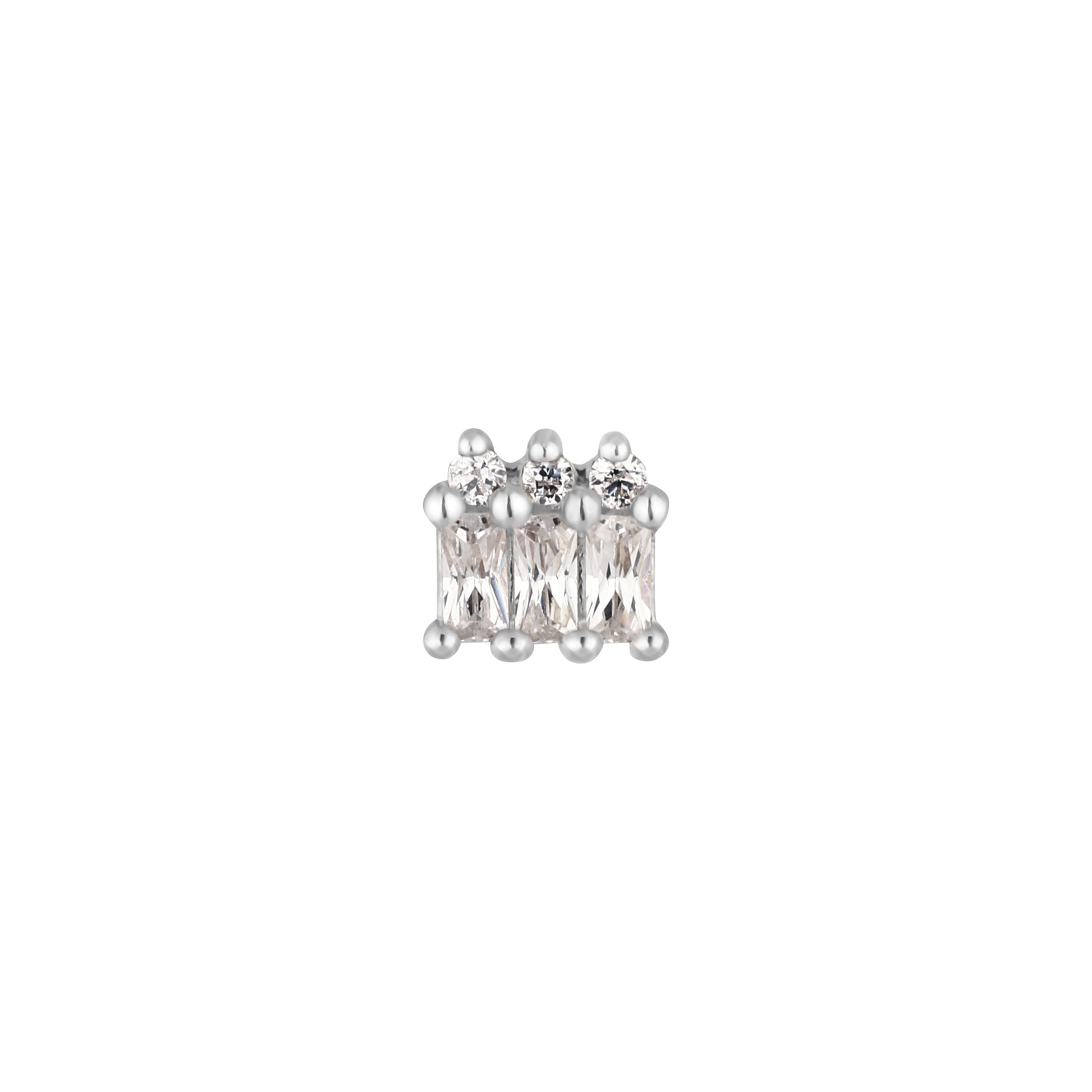 Excess Threadless End with CZ Threadless Ends Buddha Jewelry 14k White Gold