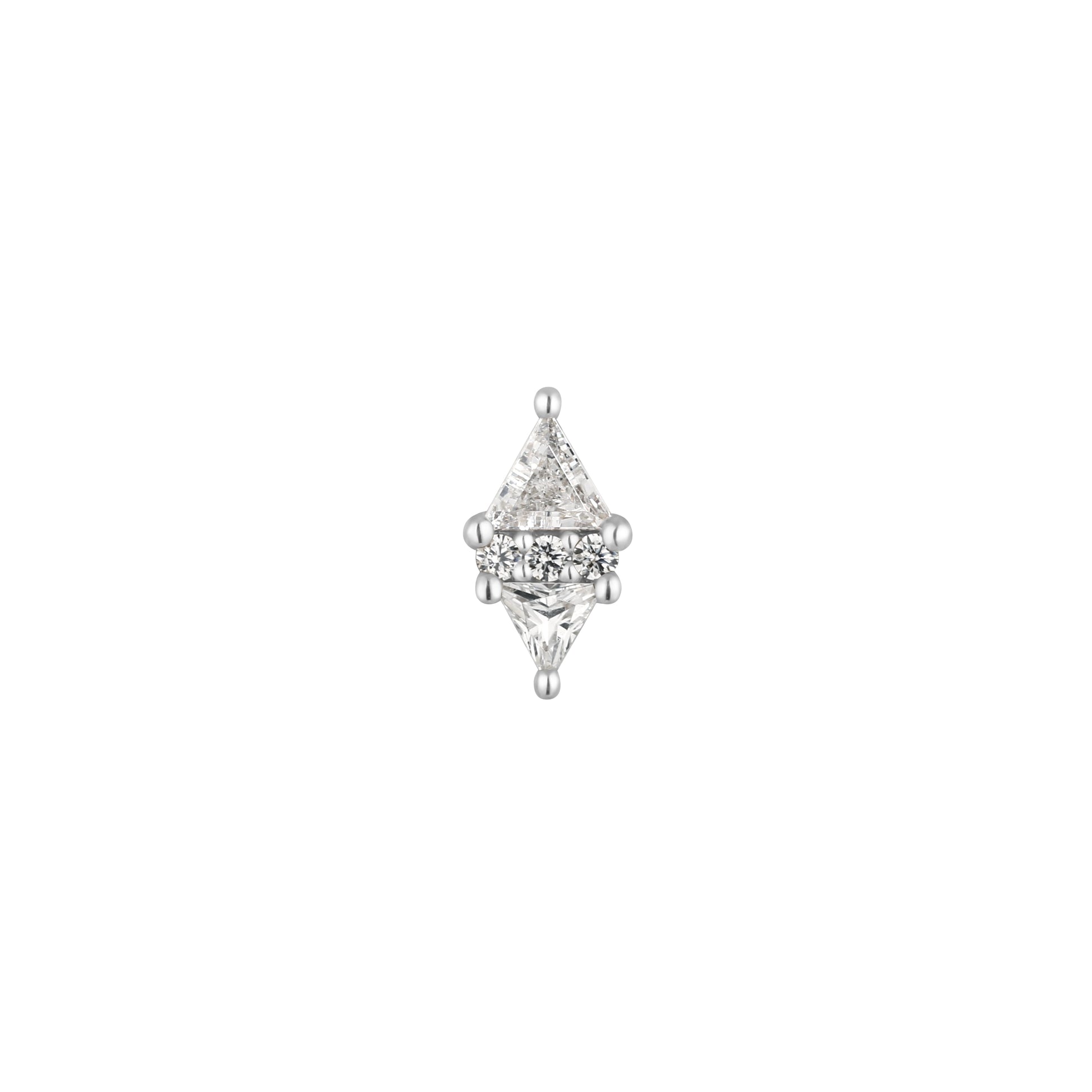 Le Tigre Threadless End with CZ Threadless Ends Buddha Jewelry 14k White Gold