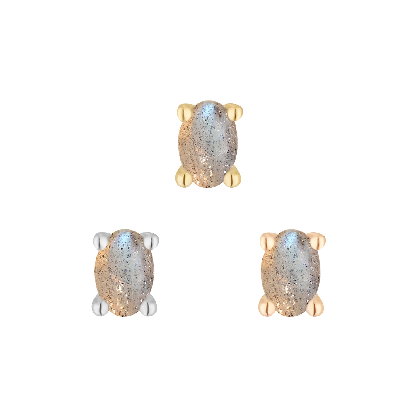 Oval Prong Threadless End with Labradorite Threadless Ends Buddha Jewelry
