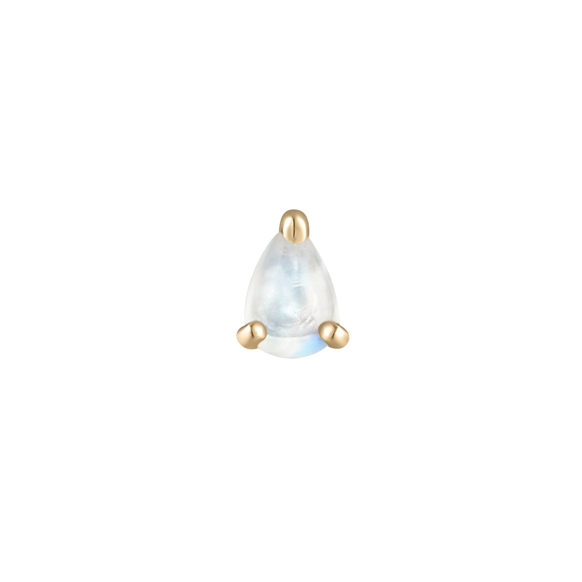 Prong Pear Threadless End with Rainbow Moonstone Threadless Ends Buddha Jewelry 14k Yellow Gold