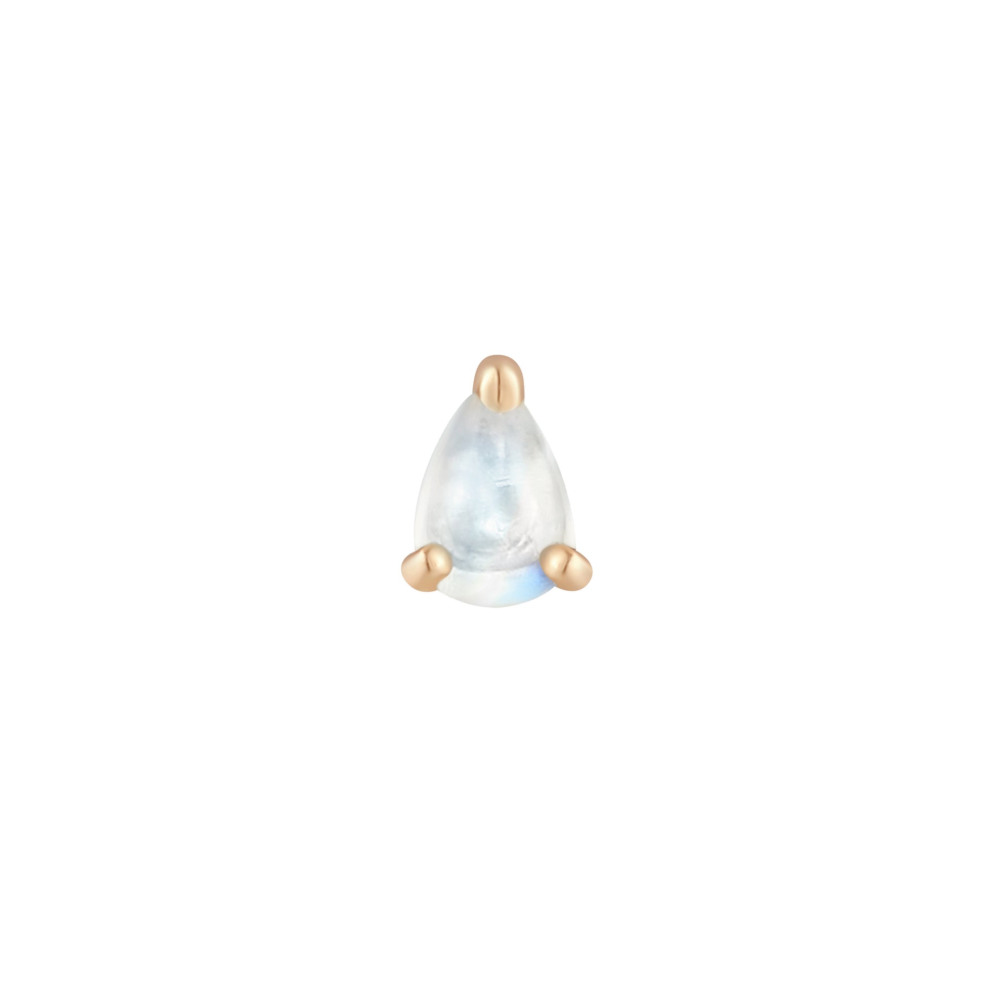 Prong Pear Threadless End with Rainbow Moonstone Threadless Ends Buddha Jewelry 14k Rose Gold