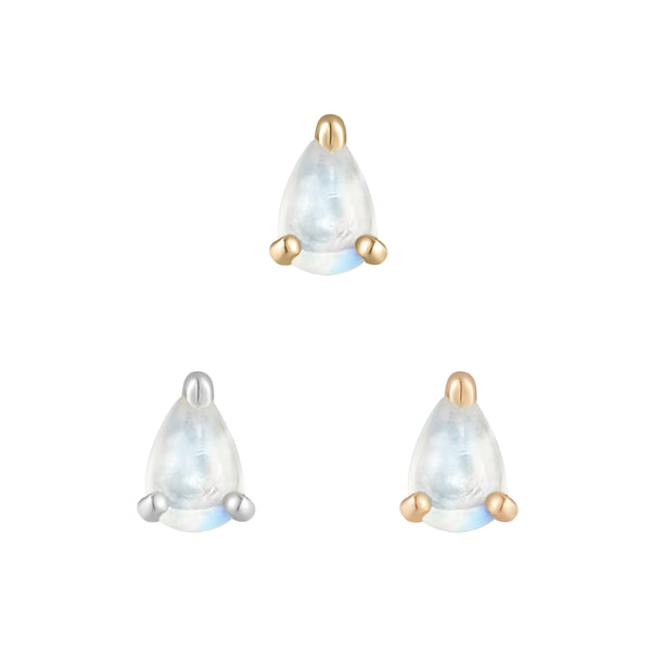 Prong Pear Threadless End with Rainbow Moonstone Threadless Ends Buddha Jewelry