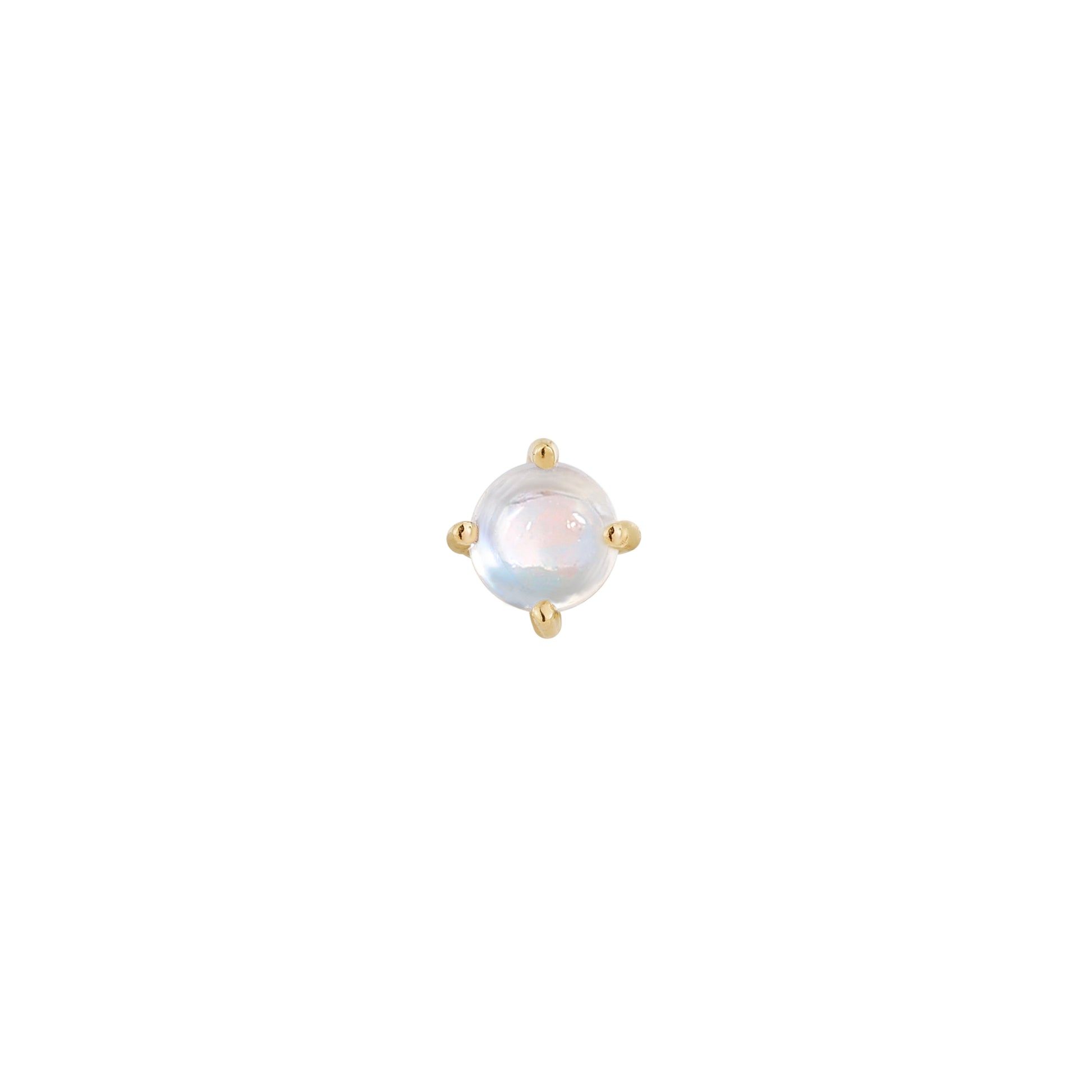 Prong Gem Threadless End with Rainbow Moonstone Threadless Ends Buddha Jewelry 14k Yellow Gold
