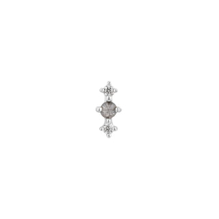 Ghost Flower - Grey Diamond  - Threadless End Threadless Ends Buddha Jewelry White Gold  