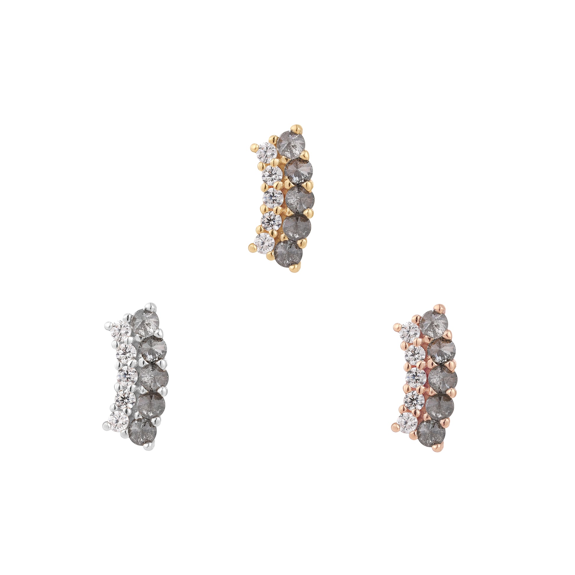 Whisper + Shout Threadless End with Reverse Set Grey Diamond Threadless Ends Buddha Jewelry