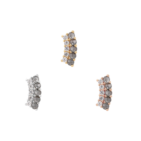 Whisper + Shout Threadless End with Reverse Set Grey Diamond Threadless Ends Buddha Jewelry